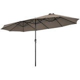 15Ft Double-Sided Patio Umbrella, Market Twin Umbrella W/ 12-Rib Sturdy Metal Frame
