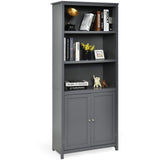 Tangkula Bookcase with Doors, 3 Tier Open Book Shelving