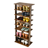 Tangkula 7 Tiers Vertical Shoe Rack, Entryway Wooden Shoes Racks, Modern Shoe Rack Organizer