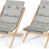 Tangkula Folding Sling Chair, Outdoor Wood Portable Beach Chair