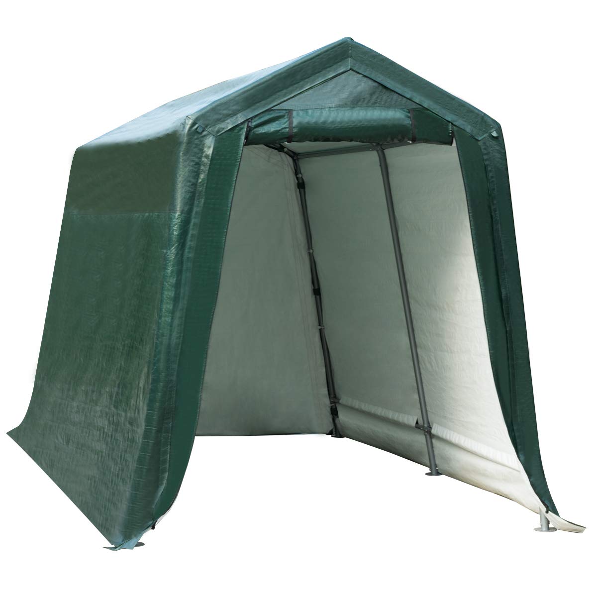Tangkula Outdoor Carport Patio Storage Shelter, Enclosed Carport Shed, 7 ft x 12 ft