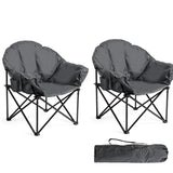 Tangkula Oversized Camping Chair, Outdoor Padded Folding Chair with Cup Holder