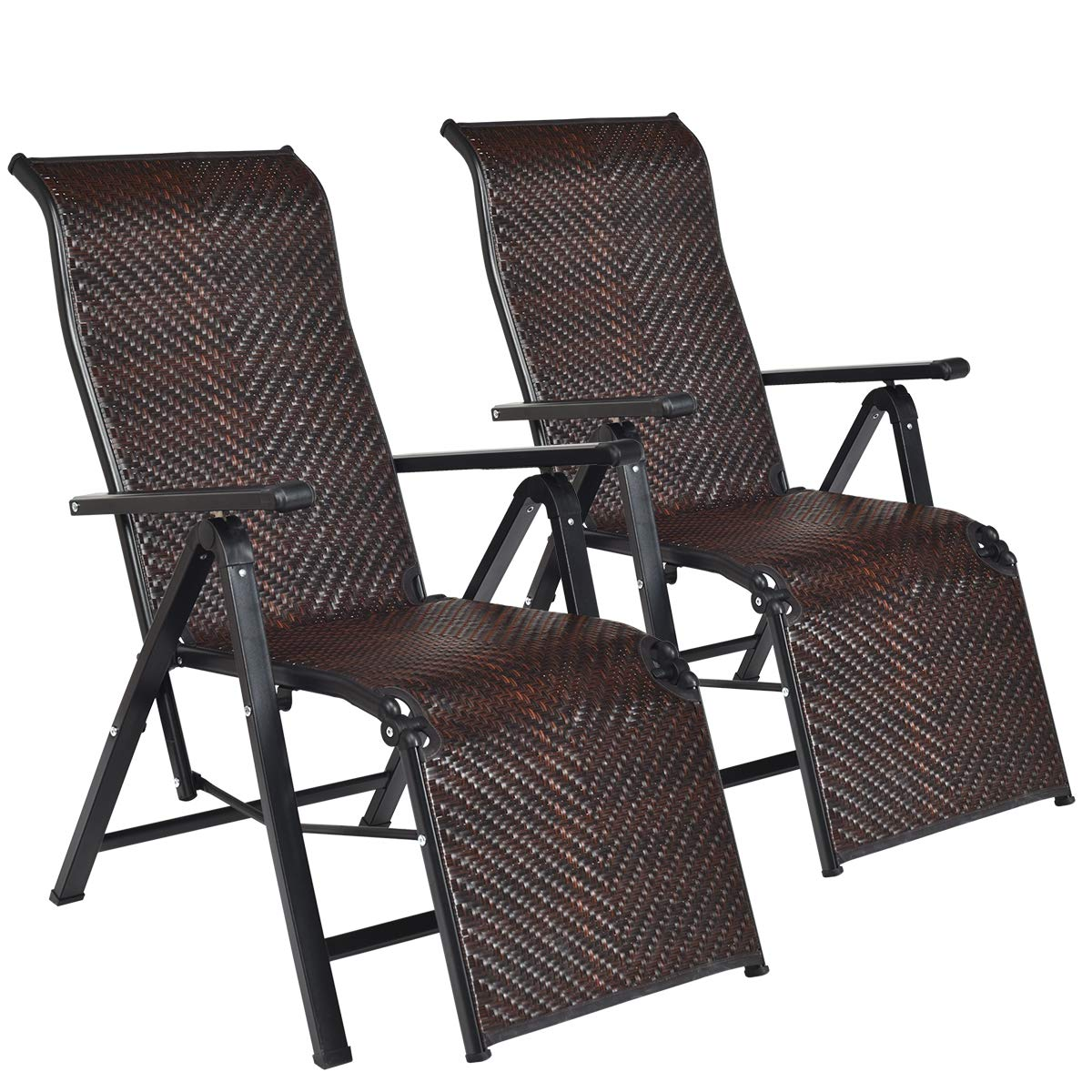 Tangkula Patio Rattan Folding Chair