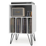 Tangkula Record Player Stand, Turntable Stand with Metal Legs, Vinyl Record Storage Cabinet w/ 5 Open Shelves Holds