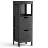 Tangkula Bathroom Floor Cabinet, Multifunctional Wooden Storage Cabinet with 2 Adjustable Drawers