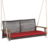 Tangkula 2 Person PE Wicker Porch Swing Bench, 800 LBS Weight Capacity