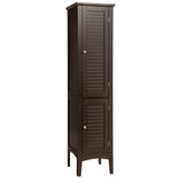 Tangkula Tall Bathroom Storage Cabinet, 5-Tier Wooden Freestanding Tower Cabinet Floor Organizer