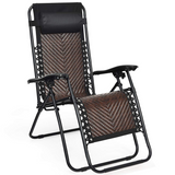 Tangkula Patio Rattan Zero Gravity Lounge Chair