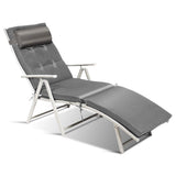 Tangkula Outdoor Folding Chaise Lounge Chair, Lightweight Recliner Chair w/ 7 Adjustable Backrest Positions