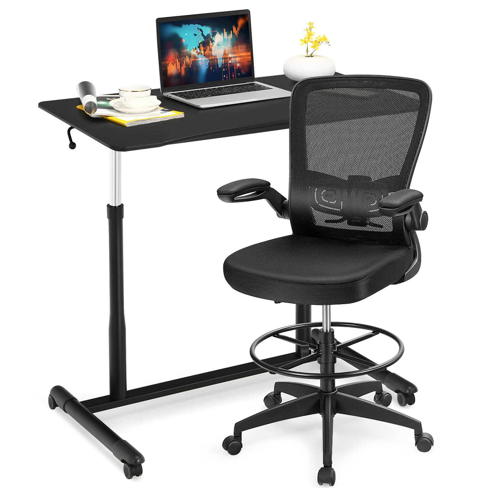 Tangkula Home Office Computer Desk Chair Set Height Adjustable