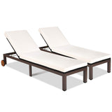 Tangkula Patio Chaise Lounge Chair, Outdoor Rattan Lounger Recliner Chair with Wheels