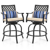 Tangkula Outdoor Bar Height Chair Set, Ergonomic Swivel Chairs with Comfortable Armrest