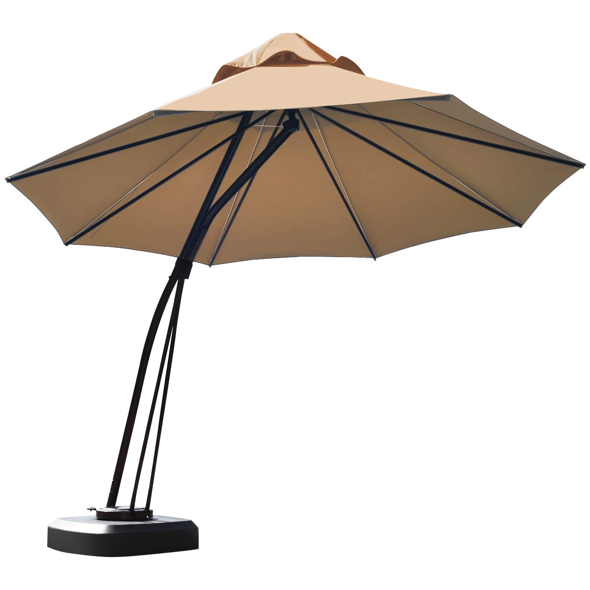 Tangkula 11 ft Offset Patio Umbrella, Aluminum Frame Double Top Hanging Umbrella, Beige Tangkula 11 ft Offset Patio Umbrella, Aluminum Frame Double Top Hanging Umbrella, Beige
