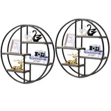 Tangkula Round Wall Shelf, Wall-Mounted Circular Shelf