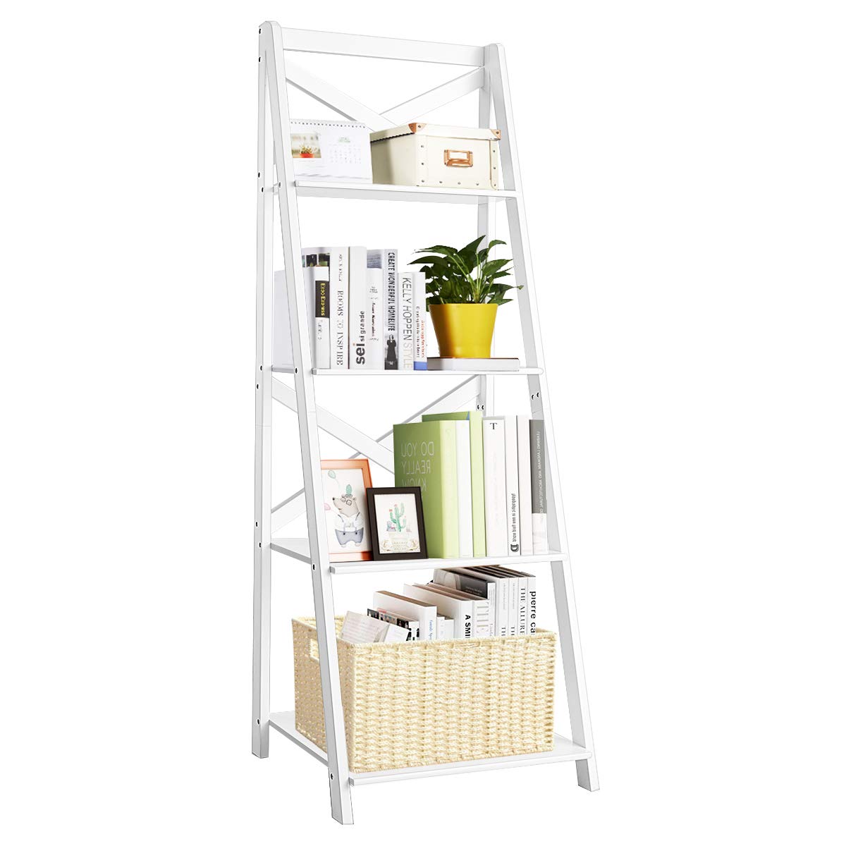 4-Tier Ladder Shelf Bookcase - Tangkula