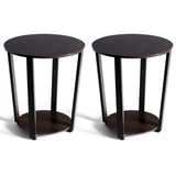 Tangkula Round End Table, 2-Tier Metal Sofa Table with Storage Shelf