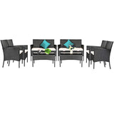 Tangkula Patio Furniture Set, Outdoor Wicker Conversation Set with Tempered Glass Coffee Table