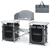 Tangkula Folding Camping Table, 2-Tier Aluminum Camping Kitchen Table