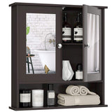 Tangkula Bathroom Cabinet Wall Mounted with Double Mirror Doors