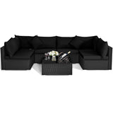 Tangkula 7 Piece Patio Furniture Set, Outdoor Sectional Sofa w/Pillows and Cushions
