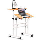 Mobile Stand Up Desk, Adjustable Computer Desk - Tangkula