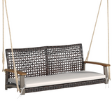 Tangkula 2 Person PE Wicker Porch Swing Bench, 800 LBS Weight Capacity