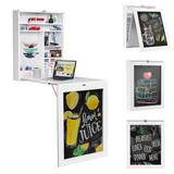 Tangkula Wall Mounted Desk, Floating Desk with Chalkboard, Space Saving Fold Up Desk