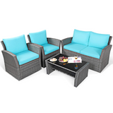 4 Pieces Patio Furniture Set, Turquoise - Tangkula