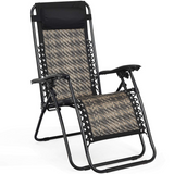 Tangkula Patio Rattan Zero Gravity Lounge Chair