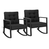 Tangkula Wicker Rocking Chair, Outdoor Glider Rattan Rocker Chair with Heavy-Duty Steel Frame