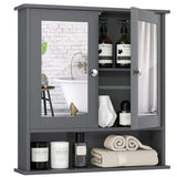 Tangkula Bathroom Cabinet Wall Mounted with Double Mirror Doors