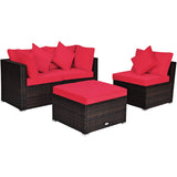 Tangkula Patio Rattan Sofa Set, Outdoor Wicker Sectional Furniture Set