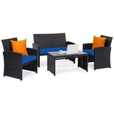 Tangkula Patio Wicker Conversation Furniture Set