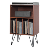 Tangkula Record Player Stand, Turntable Stand with Metal Legs, Vinyl Record Storage Cabinet w/ 5 Open Shelves Holds