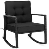 Tangkula Wicker Rocking Chair, Outdoor Glider Rattan Rocker Chair with Heavy-Duty Steel Frame