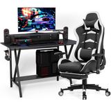 Tangkula Gaming Desk and Chair Set, E-Sport Gamer Desk & Racing Chair Set