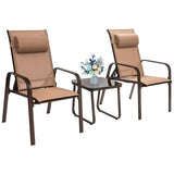 3 Piece Outdoor Bistro Set, Patio Stackable Chairs with Adjustable & Folding Backrest