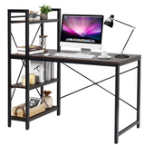 Tangkula Computer Desk with 4 Tier Shelves, Study Writing Table with Storage Bookshelves