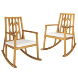 Tangkula Acacia Wood Patio Rocking Chair, Outdoor Porch Rocker