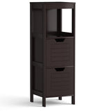 Tangkula Bathroom Floor Cabinet, Multifunctional Wooden Storage Cabinet with 2 Adjustable Drawers