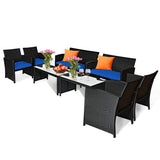 Tangkula Patio Wicker Conversation Furniture Set