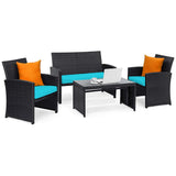 Tangkula Patio Wicker Conversation Furniture Set