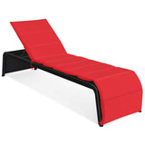 Tangkula Outdoor Chaise Lounge Chair, 5-Position Adjustable Rattan Recliner Chair
