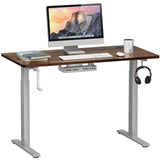 Tangkula Manual Height Adjustable Standing Desk, Sit to Stand Desk w/Foldable Crank Handle