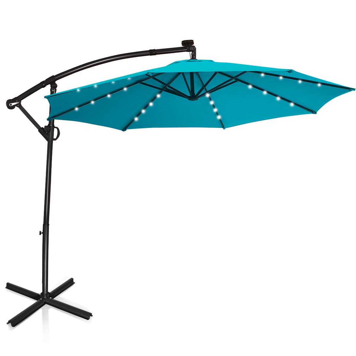 Tangkula 10 ft Patio Offset Umbrella with 360 Degree Rotation, Turquoise Tangkula 10 ft Patio Offset Umbrella with 360 Degree Rotation, Turquoise