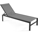 Tangkula Aluminum Patio Chaise Lounge, Outdoor Adjustable Lounge Chair with 6-Position Backrest
