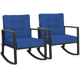 Tangkula Wicker Rocking Chair, Outdoor Glider Rattan Rocker Chair with Heavy-Duty Steel Frame