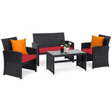 Tangkula Patio Wicker Conversation Furniture Set