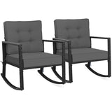 Tangkula Wicker Rocking Chair, Outdoor Glider Rattan Rocker Chair with Heavy-Duty Steel Frame