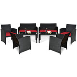 Tangkula Patio Wicker Conversation Furniture Set